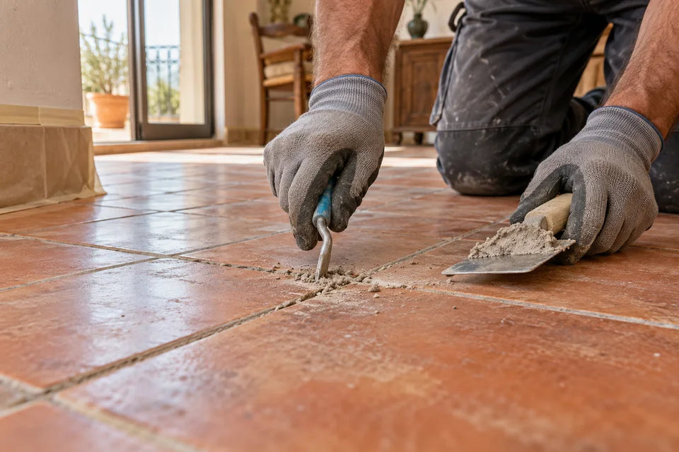 Nettoyage ou reprise des joints d’un sol en carrelage