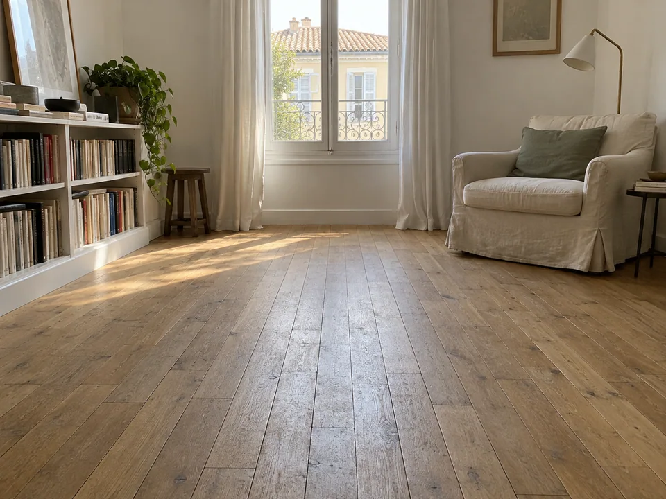 État avant rénovation : parquet.