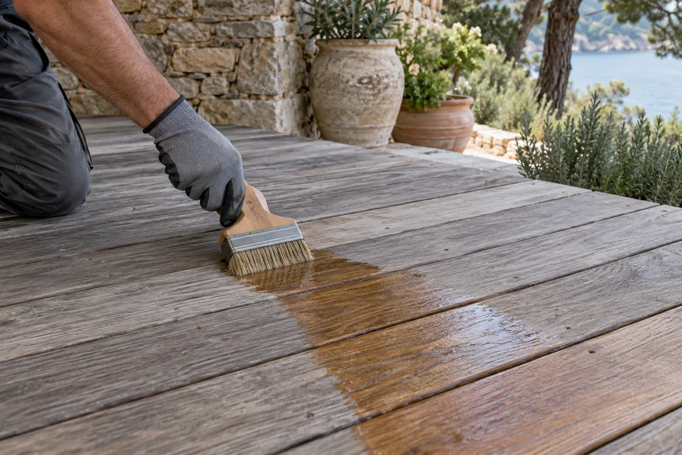 Dégrisage d’un sol en terrasse en bois