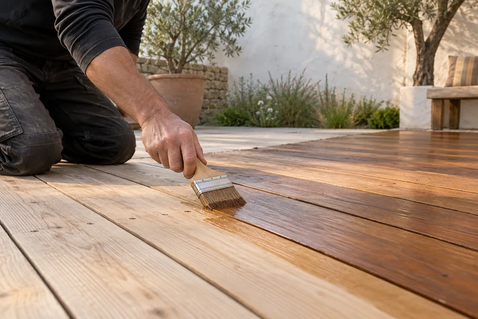 Saturateur d’un sol en terrasse en bois